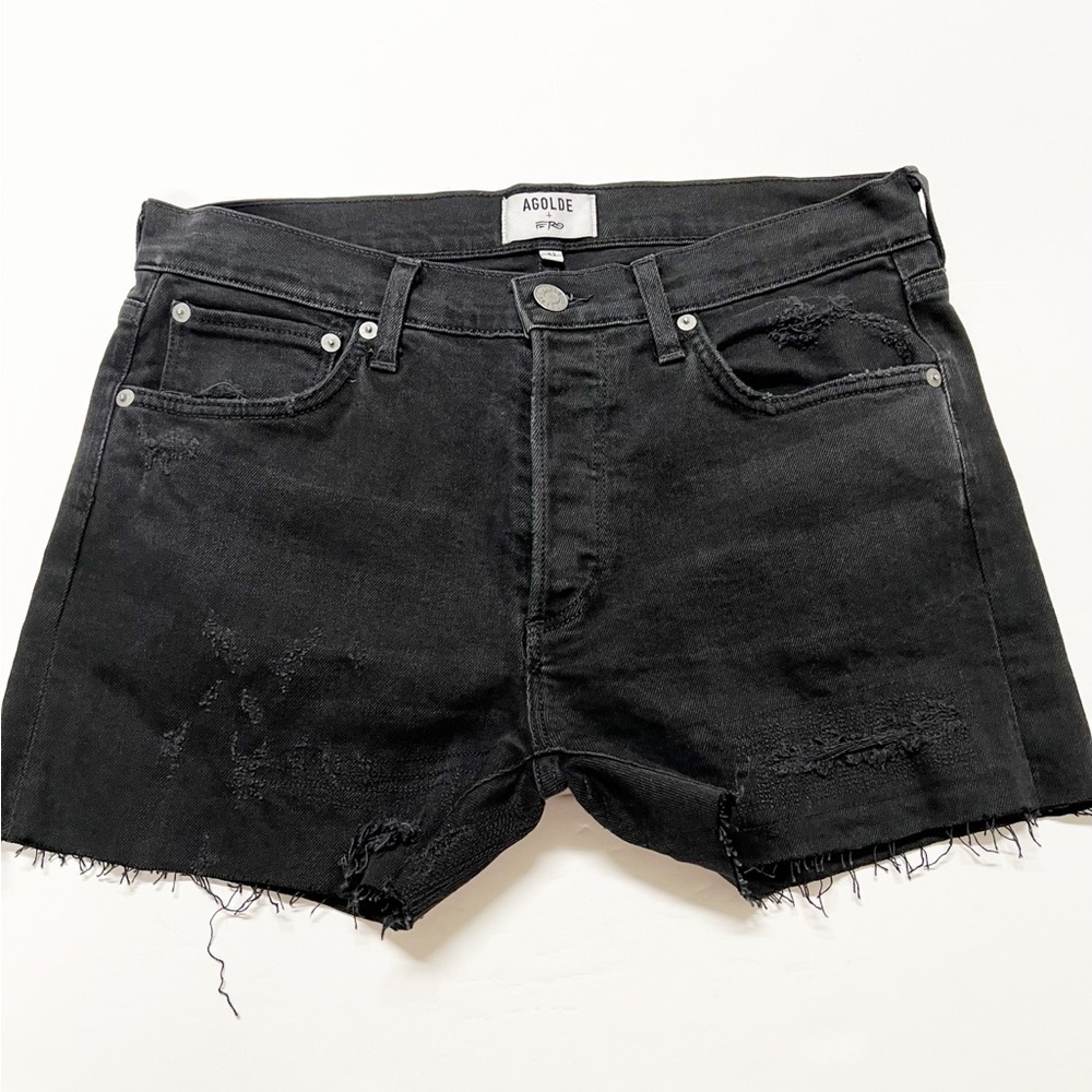 AGOLDE X ASAP Ferg Womens Black Distressed Denim Cut Off Shorts Size 32